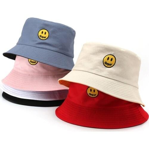SLECKTON Cotton Bucket Hats for Women and Men Fashion Embroidery Fisherman Hat Girls Boys Panama Caps Summer Sun Cap Double-side