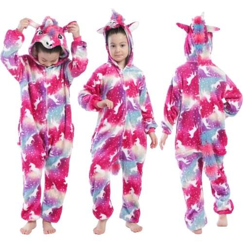 New Baby Girls Unicorn Rainbow Kigurumi Pajamas for 4-12Years Kids Pyjamas Childrens Sleepwear Funny Cosplay Unicorn Costume