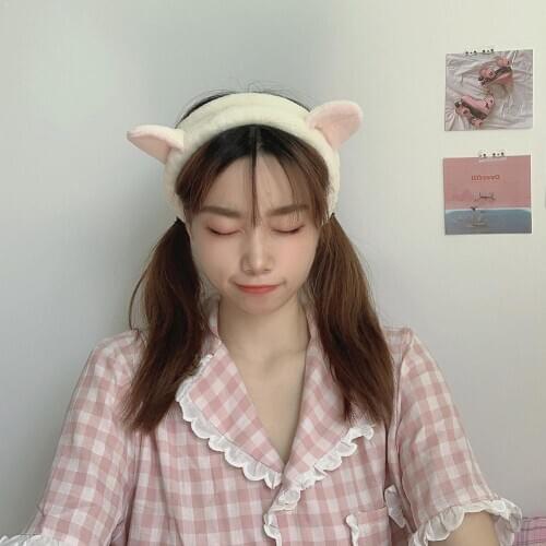 Cute three-dimensional cat ears headband, face wash and compact artifact, convenient W4Z6