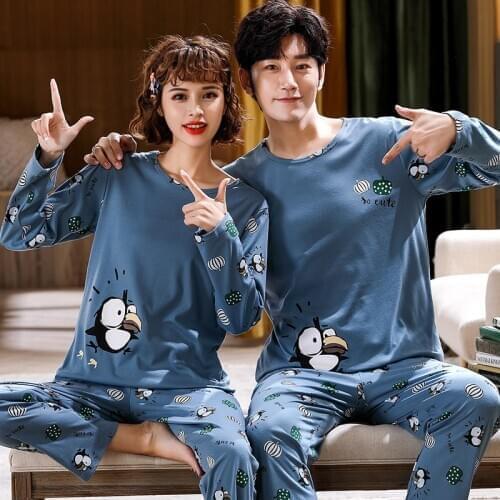 Pullover Long Sleeve Trousers Boy Girl Pajama Jammies Win/ Autumn 6535 Cotton Casual Couples Lovers O-Neck Nightwear Pyjamas hde