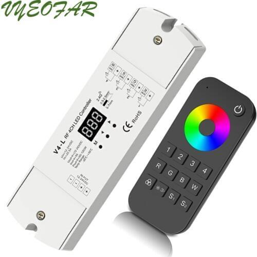 Led RGB /RGBW Strip Controller 2.4G 4 Zones Remote With 5A 4 Channel Wireless Receiver Numeric Display Dual PWM Frequency
