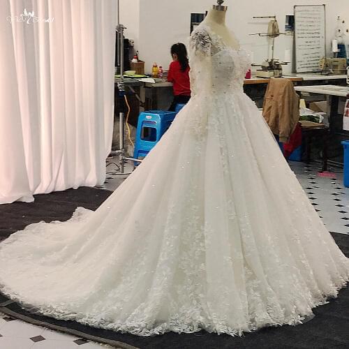 RSW1443 Luxury Real Job Long Sleeves Ball Gown Wedding Dresses Robe De Mariee Princesse De Luxe