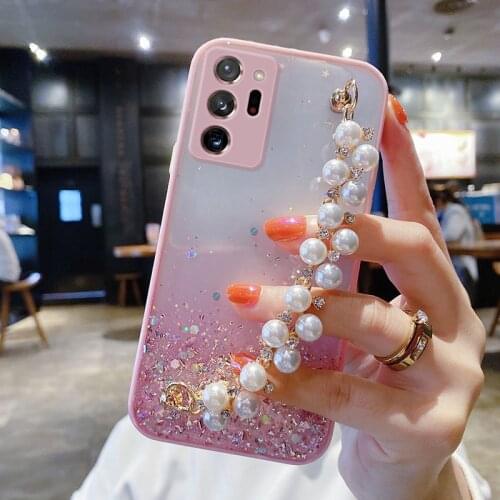 Luxury Bling Glitter Wristband Silicone Phone Case For Samsung Galaxy S21 S20 FE Note 20 A21S A30S A31 A20 Ultra-thin Cute Cover
