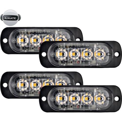Made in China LKT 4Leds 12W Strobe Mode Flash Side lights DC 12V 24V CAR Led Lamp Truck SUV Pick Up Auto Lighting Accessories