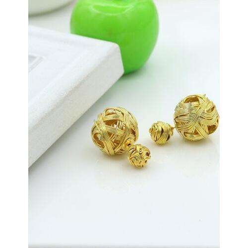 Fashion Stud Earrings Hollow Ear For Women Vintage Earring Woven Double Sided Ball Shaped Female Ladies Jewelry