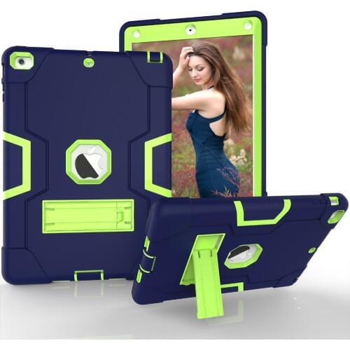 Silicone + PC Armor Shockproof Case Cover For ipad Air 1 - A1474`A`A1475`A1476 , Bracket Heavy Duty Hard Case Body Cover-YCJOYZW