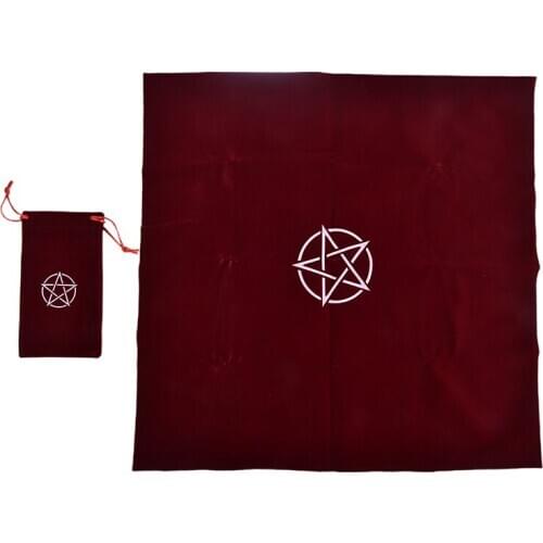 2pcs/set Pentagram Tarot Tablecloth With Bag Velvet Altar Tarot Cloth Pentacles Mat