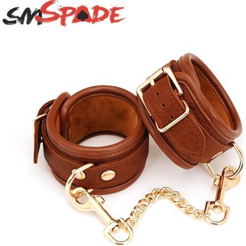 SMSPADE Leather Handcuffs BDSM Bondage Fetish Slave Sex Toys For Couples Wrist Cuffs Restraints Kit Erotic Adult Games Sex Shop