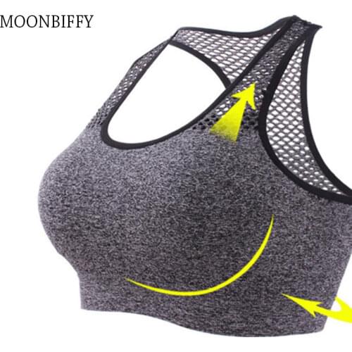 Sports Bra Women Yoga Running Workout Mesh Breathable Medium Supports Fitness Activity Bras Quick-Dry Compression Women Bras