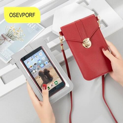 Touch Screen Bag Crossbody Cellphone Purse Pouch for iPhone 13 11 12 Pro Max Huawei P50 P40 Women Leather Shoulder Strap Handbag