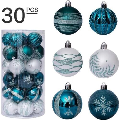 30pcs Christmas Tree toys 6cm Decorations Ball Bauble Xmas Party Hanging Ball Ornaments Decorations for Home New Year Navidad