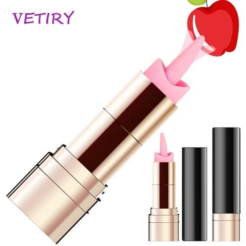 Lipstick Vibrator 10 Speed Bullet Vibrating Tongue Licking Nipple Massage Clitoris Stimulator Sex Toys for Women USB Recharge