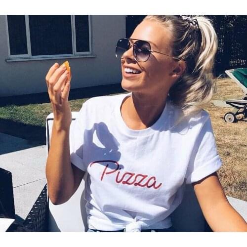 Pizza red letters Women tshirt Cotton Casual Funny t shirt For Lady Girl Top Tee Hipster Tumblr ins Drop Ship NA-14