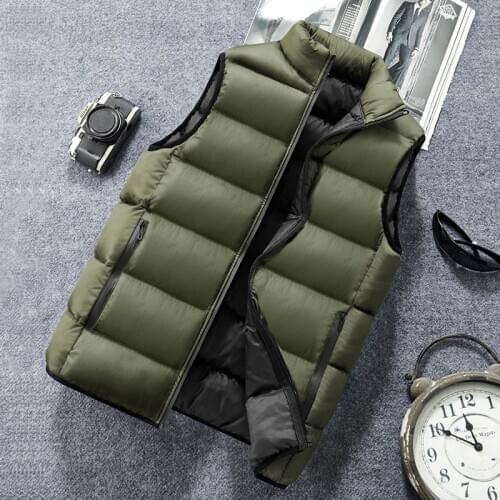 Waistcoat Mens Autumn Winter Thickened Cotton Jacket Winter Jacket Youth Korean Fashion Cool Shoulder Vest Coat