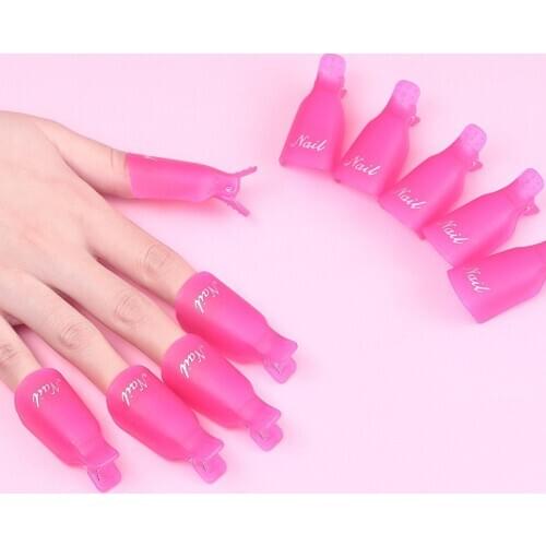 10PCS Of Plastic Nail Art Soak Off Cap Clips UV Gel Polish Remover Wrap Tool Fluid for Removal of Varnish Manicure Tools