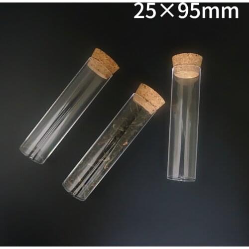 12pcs/Pack 25x95mm Lab Flat Bottom Plastic Test Tubes Sample Cup Packing Tube With Cork Stopper