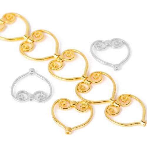 10pcs 20mm Heart Shape Gold Plated Metal Connectors Link Beads for Earring Necklace Jewelry Making DIY Crafts