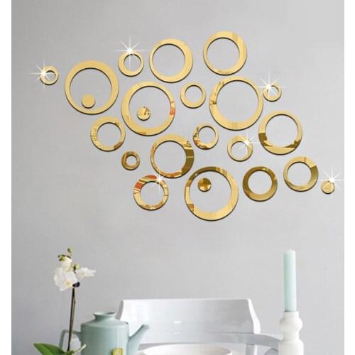 24Pcs 3D Mirror Round Removable Self Adhesive Wall Sticker Wallpaper Home Decor Children Bedroom Nursery Wall Decal Stickers