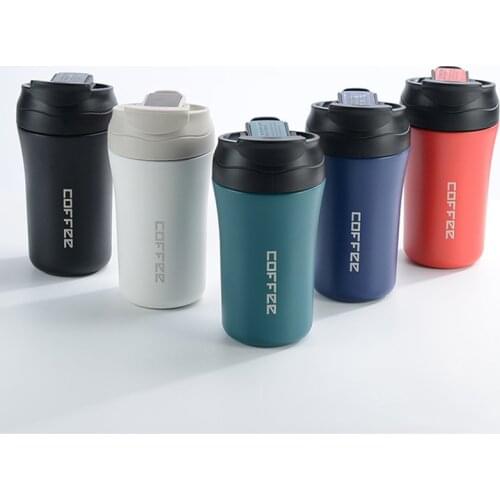 400Ml Dubbele Rvs Koffie Thermos Mok Met Stro Multifunctionele Auto Thermoskan Draagbare Reizen Geïsoleerde Beker