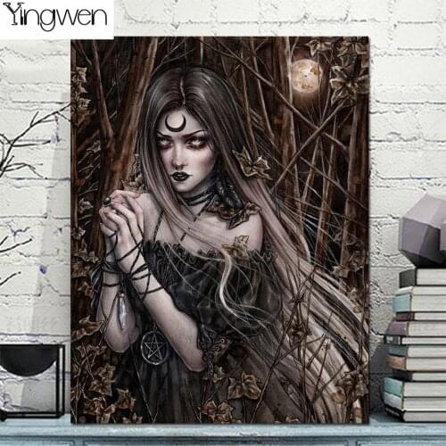 DIY Full Diamond Painting Vampire Woman Beads Embroidery Picture Mosaic Cross Stitch Kits Gothic Style Home Decorative Figures