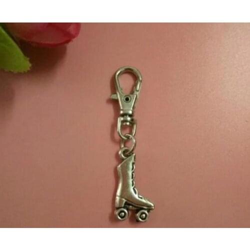 50pcs Roller Skate New Fashion Vintage Pendant Charm Rotation Key Chain Fit Key Car DIY Handbag Gift Jewelry