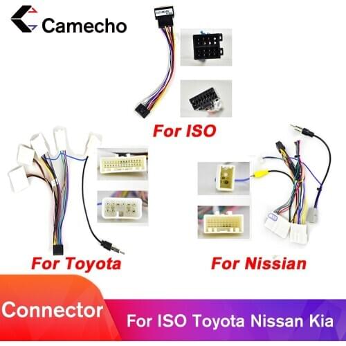 Camecho 2din Android Car Multimedia MP5 Player Universal ISO Power Plug Cable Adapter Connector Cable For VW Toyota Nissan Golf