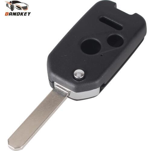 Dandkey 2 Button + Panic 3 Button Modified Flip Folding Remote Key Shell For Honda Odyssey Rigeline Accord Fob Case key shell