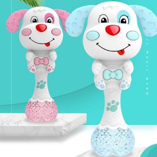 Baby Rattle Teether Infants Teether Play Toys with Music & Light Grasp Spin Rattle for 3 - 12 Month Infant Boys and Girls