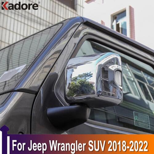 For Jeep Wrangler SUV 2018 2019 ABS Carbon Fiber Side Door Rearview Mirror Cover Trims Car Exterior Accessories