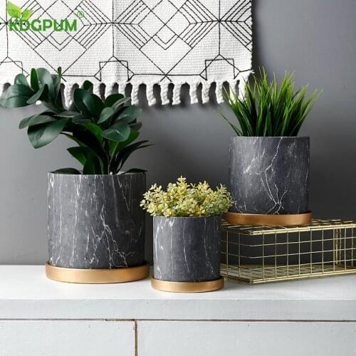 European Creative Flower Pot Marble Round Potted Simple Literary Fleshy Potted Christmas Garden Tools Home Decoration Supplies