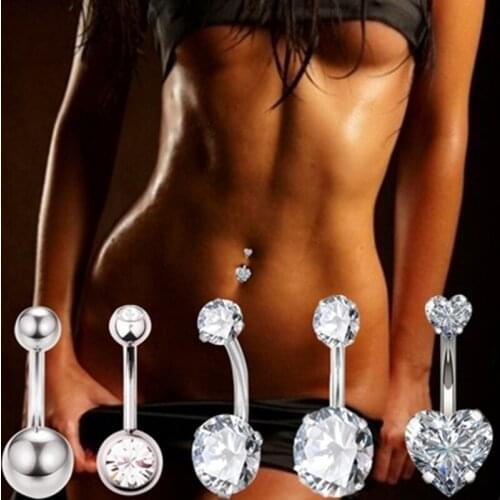 New Crystal Belly Button Rings 316L Surgical Steel Navel Rings Belly Piercing Nombril Ombligo Women Men Girls Body Beach Jewelry