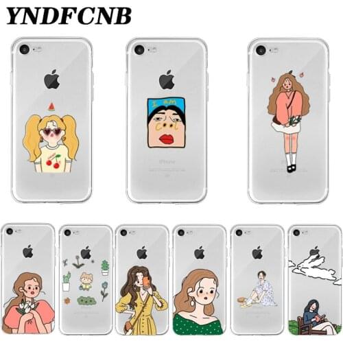 Korean cute girl Coque Shell Phone Case For iPhone SE 2020 11 Pro X XR Xs Max 6 6S 7 8 Plus Soft Clear Cover Coque Shell