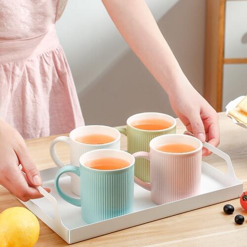 1/2PCS 300ML Colorful Ceramics Mugs Household Coffee Tea Breakfast Milk Cups Porcelain Couple Children Drinking Cups Friends Cup