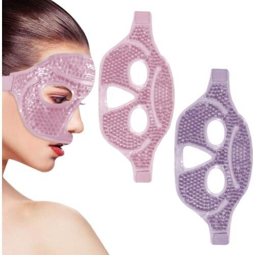 Ice Mask Hot and Cold Gel Bead Face Mask reduce puffy eye relief face bloating sleep travel therapy Freezable, Microwavable