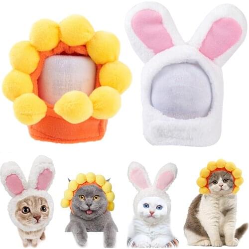 Cute Cat Hat Funny Pet Dog Costume Accessories Easter Rabbit Hat with Ears for Cats and Small Dogs Kawaii Photo Props Headwear