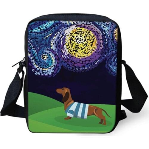 3D Dachshund Starry Night Dog Printed Mini Messenger Bag Kid Casual Shoulder Bag Preppy Crossbody Bag Women 2021