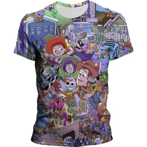 2021 New Pixar Toy Story 3D Cartoon Mens Short Sleeve T-shirt Cotton Kids Baby Boy Girl Buzz Woody Summer Clothes Top Tee