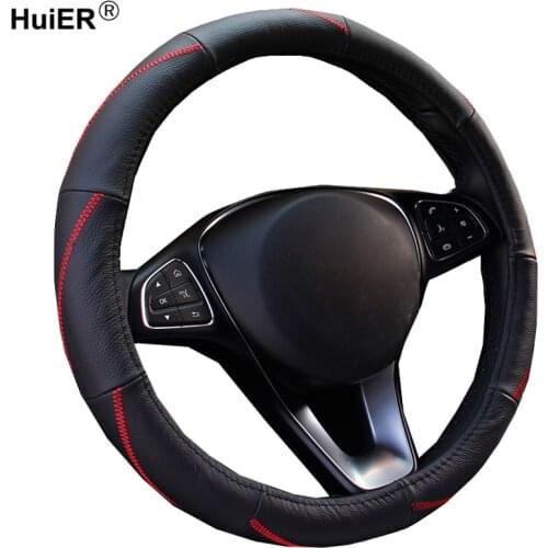 Fashion Car Steering Wheel Cover Cow Leather Wear resistant Braid on the Steering-wheel Car Accessories Automobile Car Styling
