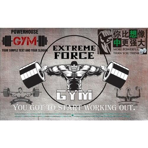 Custom photo wallpaper for walls 3 d Gym mural European retro nostalgic hand-painted cartoon fitness image tooling background