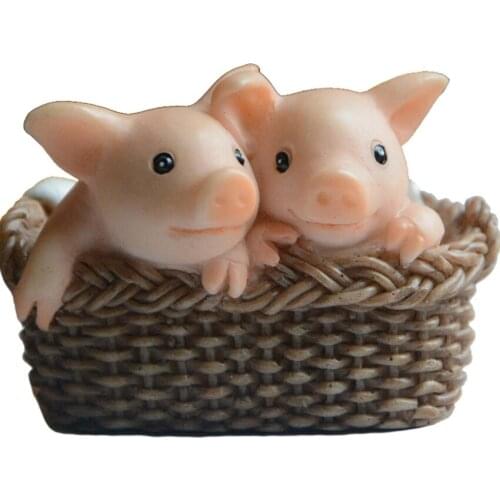 Casual Collection Cute Mini Pig Figurine Resin Animal Crafts Fairy Garden Miniature Statues Office Desk Home Decoration