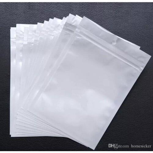Best Quality Clear + white pearl Plastic Poly OPP packing zipper Zip lock Retail Packages Jewelry food PVC plastic bag many size