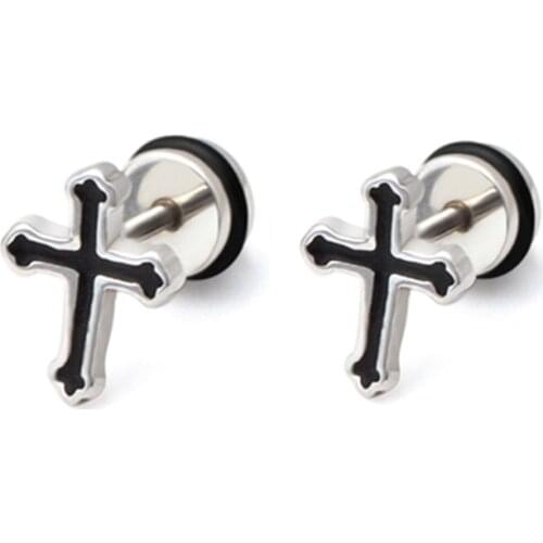 Cross earrings man woman unisex fashion stud earrings cool piercing jewelry 1 pair