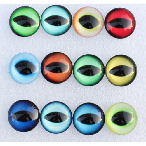 From 8mm to 25mm Random Mixed Dragon Eyes Round Glass Cabochon Flatback Photo Dome Jerelry DIY Accessories For base Tray K06097