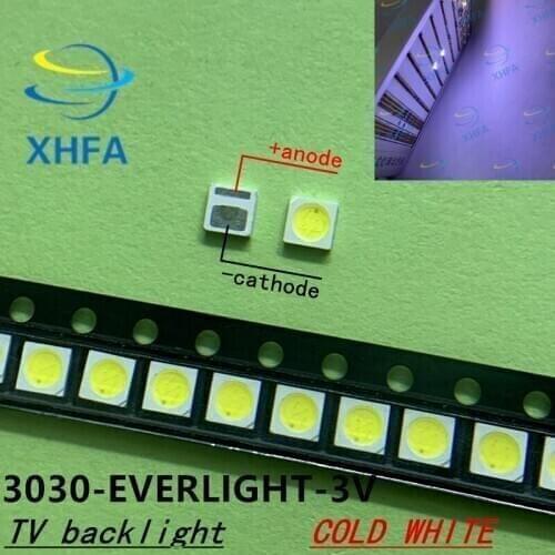 500pcs EVERLIGHT LED Backlight 1W 3030 3V Cool white 80-90LM TV Application with zener 350MA