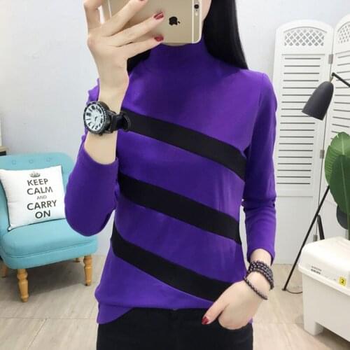 2020 Fall Winter Cotton T Shirt Women Turtleneck T-Shirt Korean Clothes Womens Long Sleeve Tops Plus Size Tee Shirt Femme