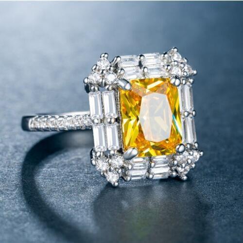 Victoria Fashion Rings For Women Luxury Jewelry 925 Silver Princess Gold AAA Cubic Zirconia Top Selling Square CZ Party OL Rings