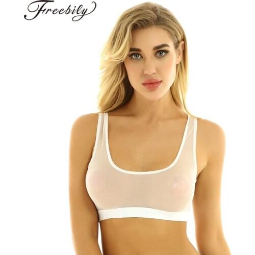 Womens See Through Mesh Bra Tops Swimwear Femme Tank Top Fashion Women Sexy Bralette Bustier Crop Tops Summer Ladies Vest Tanks