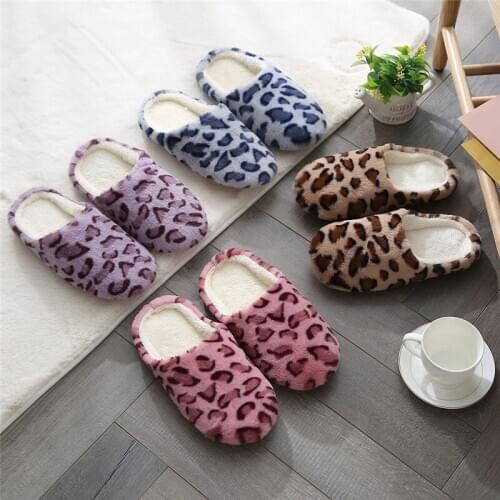 Winter Warm Home Women Slippers Couple Indoor Plush Slippers Leopard Sofe Warm Flats Female Male Fashion Floor Home Shoes