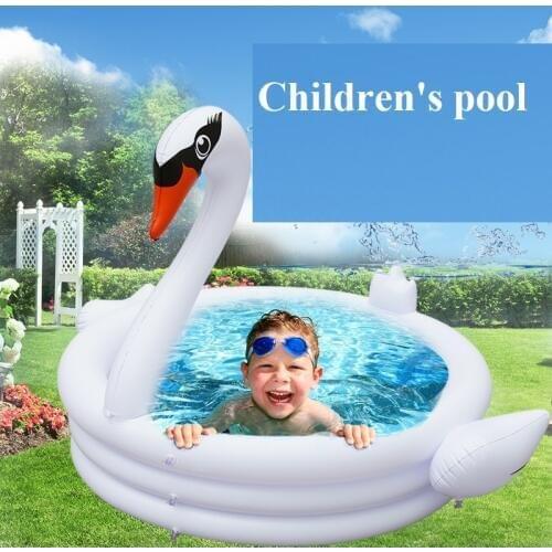 1.5 * 1.4* 1.05m Inflatable white swan Bath Swim Tubs Thickening Children Cartoon Portable Bathtub Cool Safety Swimming Pool