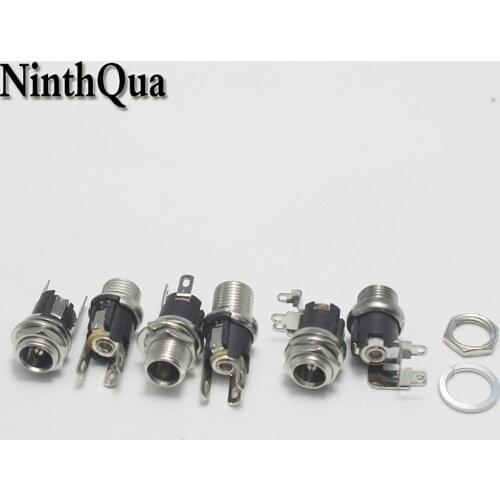 2pcs DC Power Socket Jack DC-025 DC-025M 3Pin Size Adaptation 5.5mm*2.5mm 5.5mm*2.1mm Power Female Plug DC025M